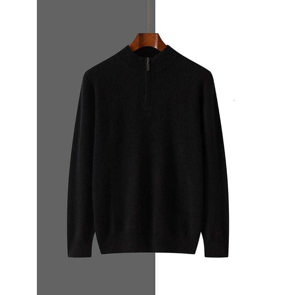 Autumn Winter Solid Color Basics Zipper Sweater 100% Cashmere Knitted Pullover Man Soft Warm Casual Clothes Fashion Male Tops MDNG 20250811