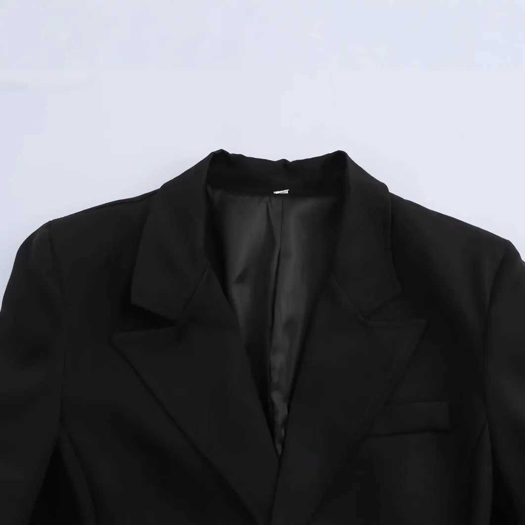 European and American Fashion Slim-fitting Long-sleeved Woolen Extended Coat 2025 Spring New Product Z250813