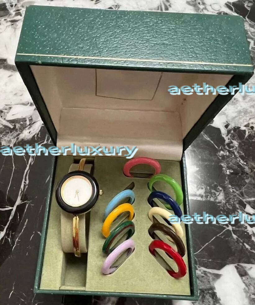 Vintage 12 Bezel Watch Womens Gold Plated Designer Watches High Quality Classic Women Colorful Round Wrist Watch Wedding Montre De Luxe 156