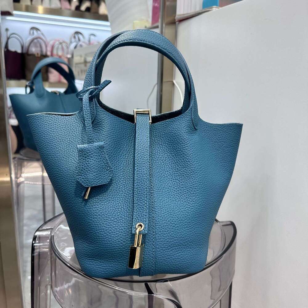 New Bucket Tote Genuine Leather Handbag Mommy Bride Wedding Bag High-end Feel