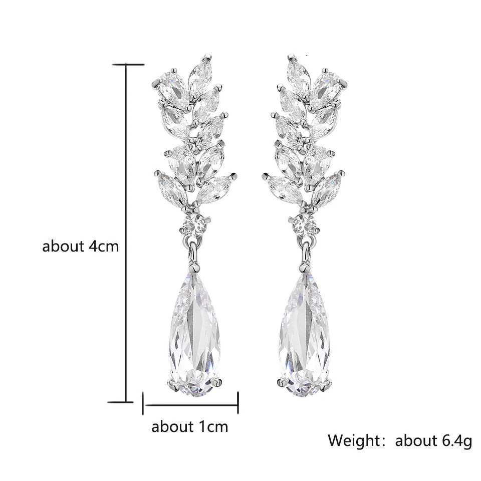 ZAKOL White Zircon Dangle Earrings for Women Shinny Water Drop Crystal Flower Pendant Earring Bridal Wedding Jewelry Y250812