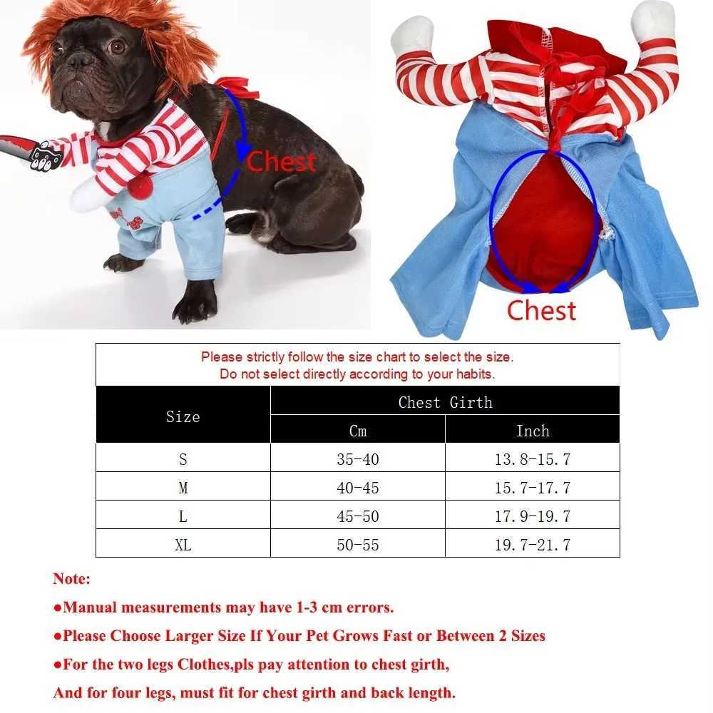 New Novelty Chucky Deadly Pet Dog Costume Funny Scary Props Pet Halloween Cosplay Apparel Accessories Hoodie Dress XJ250813
