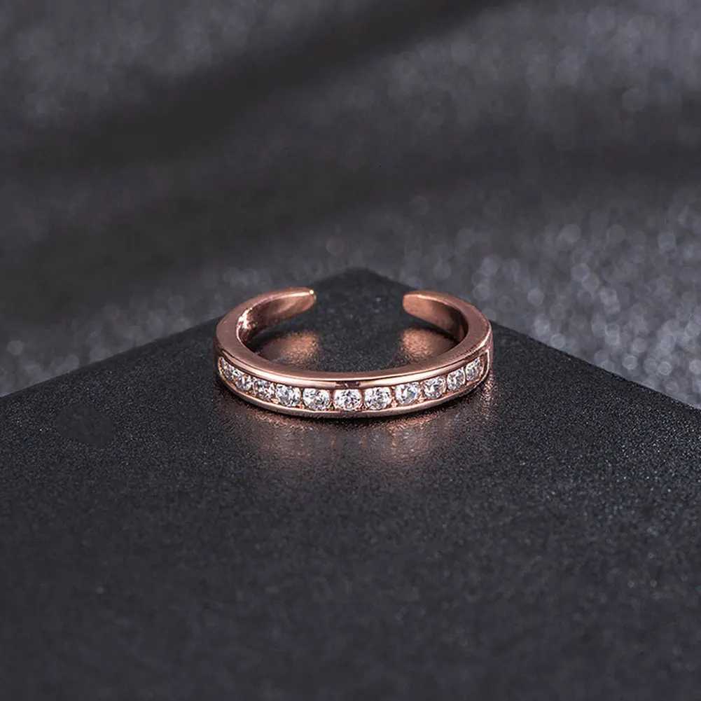 Simple Alloy Crystal Foot Ring Adjustable Opening Toe Ring for Women Girl Summer Beach Vacation Jewelry Finger Ring W250812