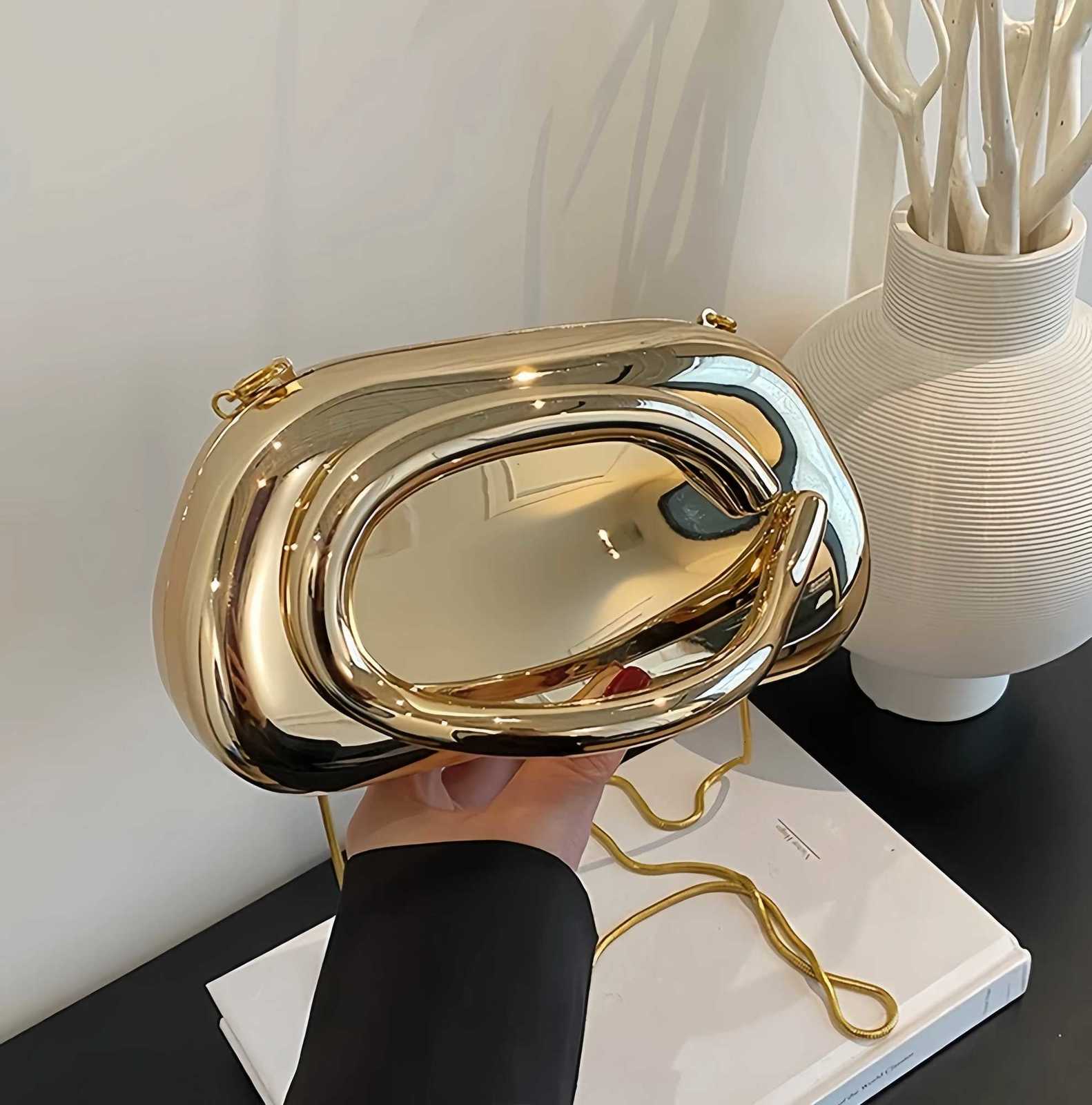 Acrylic Gold Closure Box Clutch Bag Women Evening Wedding Party Cute Purse Bag Handbag Dark Golden Silver 2025 Spring New Ins Y250812