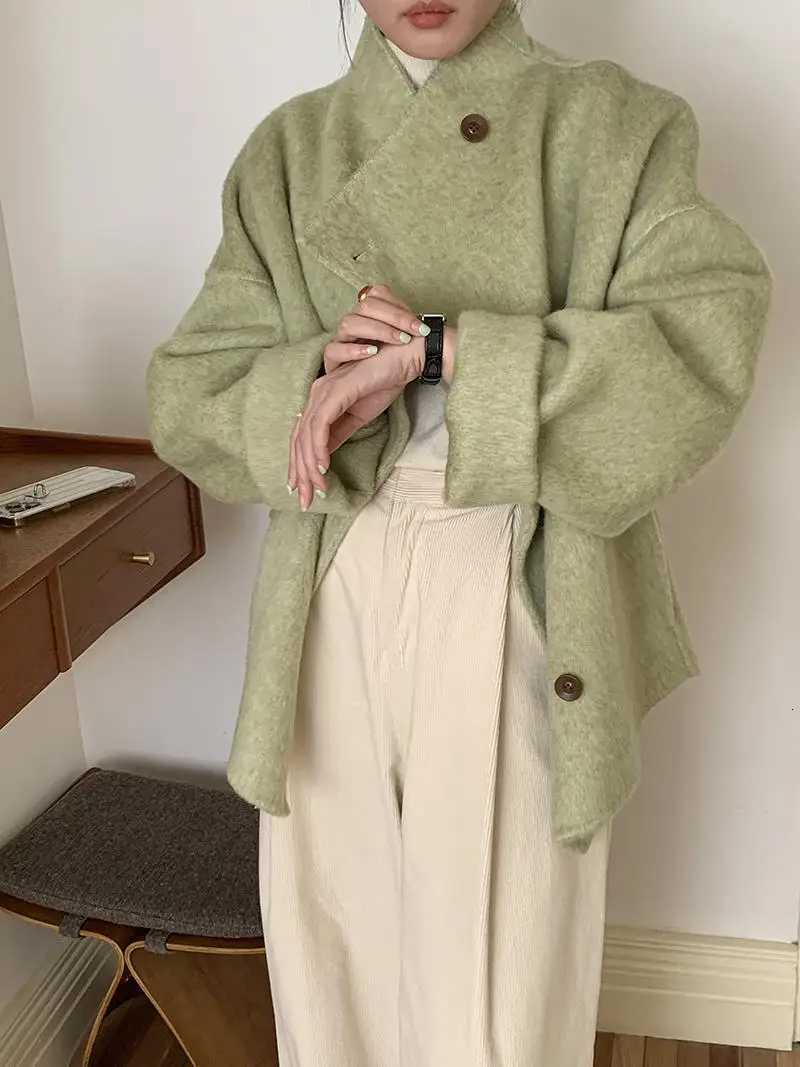 New Winter Short Woolen Coat Fashion Casual Warm Mulberry Silk Lapel Double-sided Wool Coat Loose Suit Jacket Female Tide Autumn Z250813