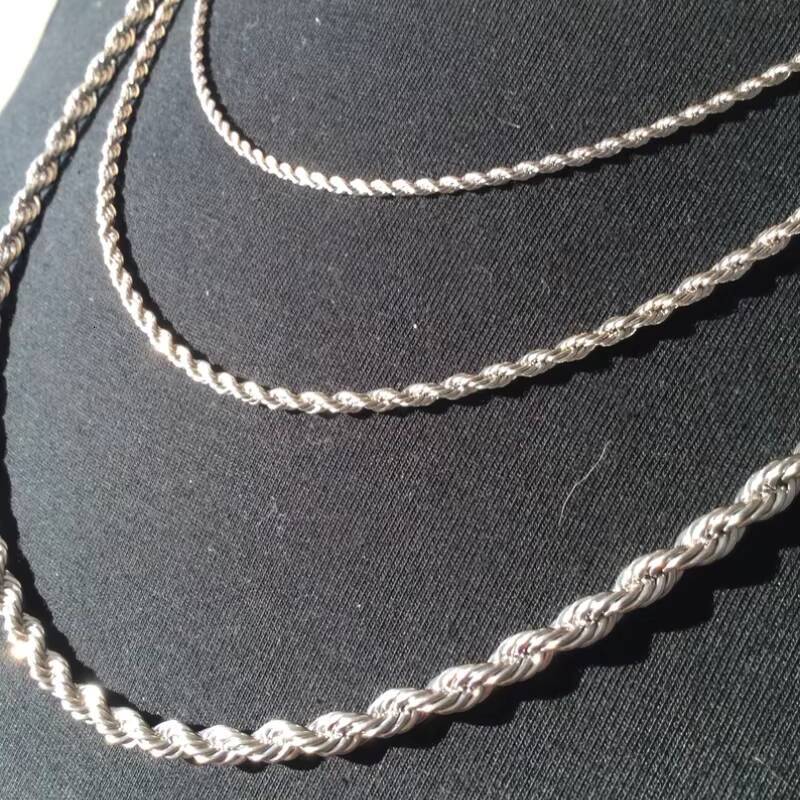 High Quality 925 Silver Jewelry 4mm 5mm Twisted Chains Diamond Cut Hiphop Men Women Rope Chain