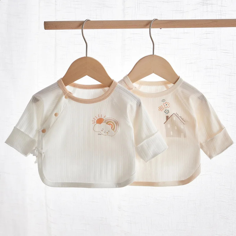 Summer born Baby Clothes Breathable Cotton HalfBack Shirt for 03 Months Infant Outfit 250812