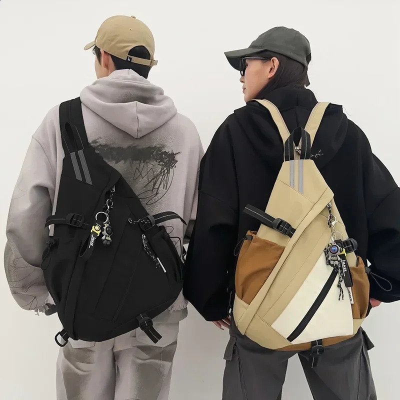 Hip Hop Sport Motorcycle Backpack Men Women Multifunction Waterproof Travel Single Shoulder School Bag Crossbody chest bags 250809