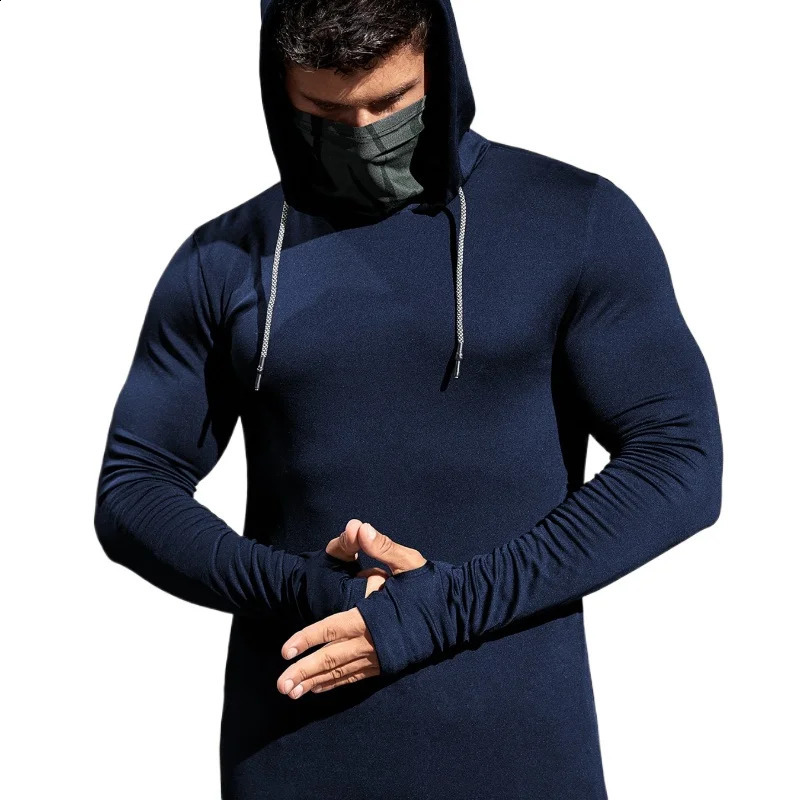 Men Long-sleeved T-shirt Sun Protection Hooded Shirt Casual Sports Breathable Hiking Go Fishing Shirts UV-Proof Solid Color TOPS 250811