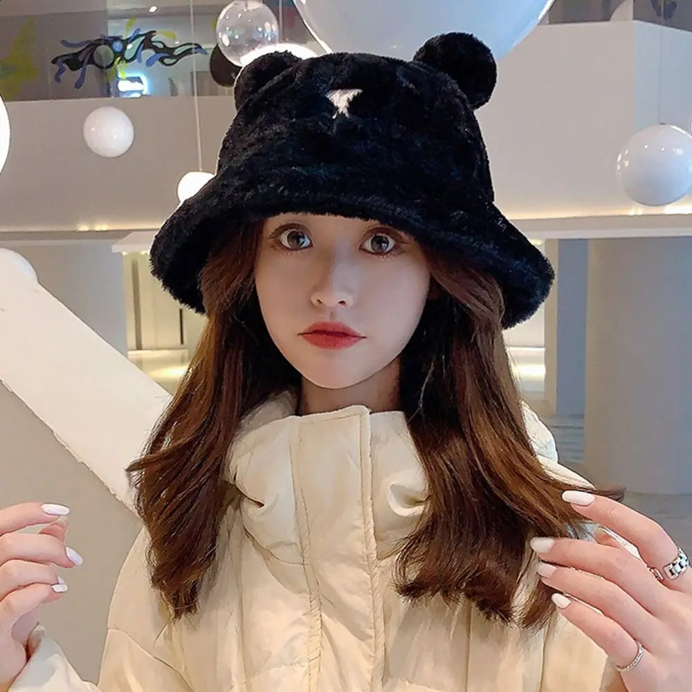 Fashion Warm Thick Basin Hat Soft Plush Fisherman Hat Fur Bucket Hat 250808