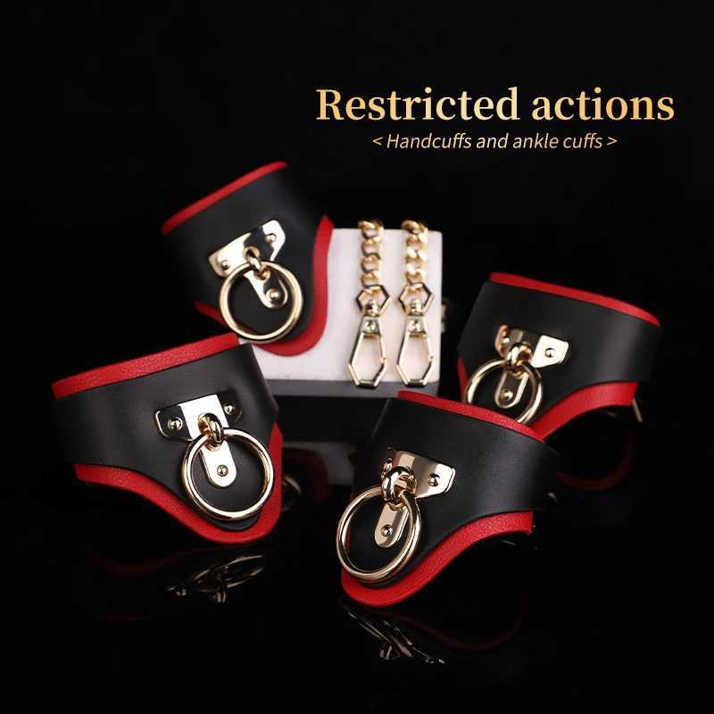 BLACKWOLF Genuine Leather Handcuffs and Anklecuffs Bondage Toys for Couples Bdsm Toy Luxurious Quality for Sex Adult Games W250813