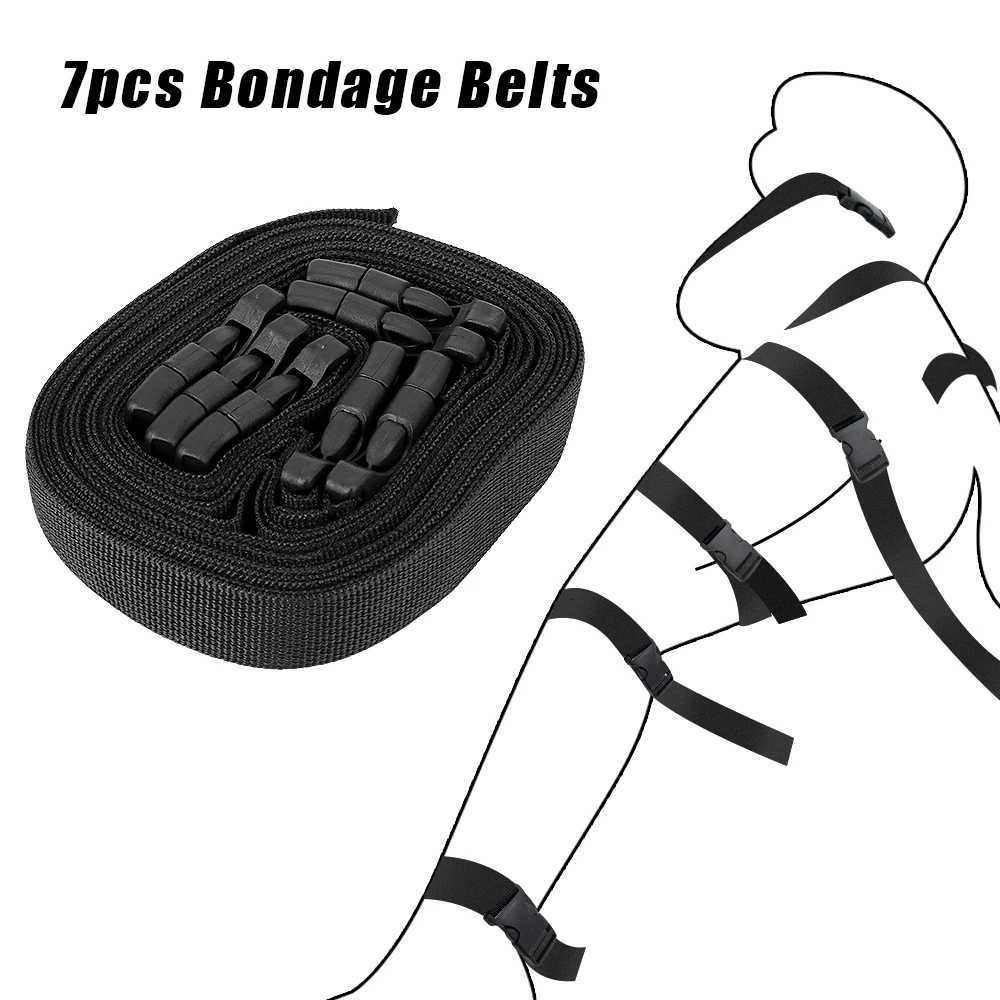 7PCS/Set SM Bondage Belt Handcuffs Harness Fetish Restraints Erotic Nylon Rope Sex Products Sex Toys for Couples Adult Games W250813
