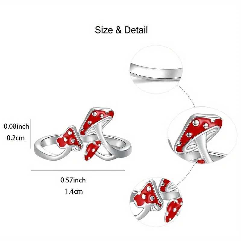 ute Red Mushroom Design Open Adjustable Ring Mushroom Rings Birthday Christmas Gift Anniversary Women Party Jewelry Gifts W250812