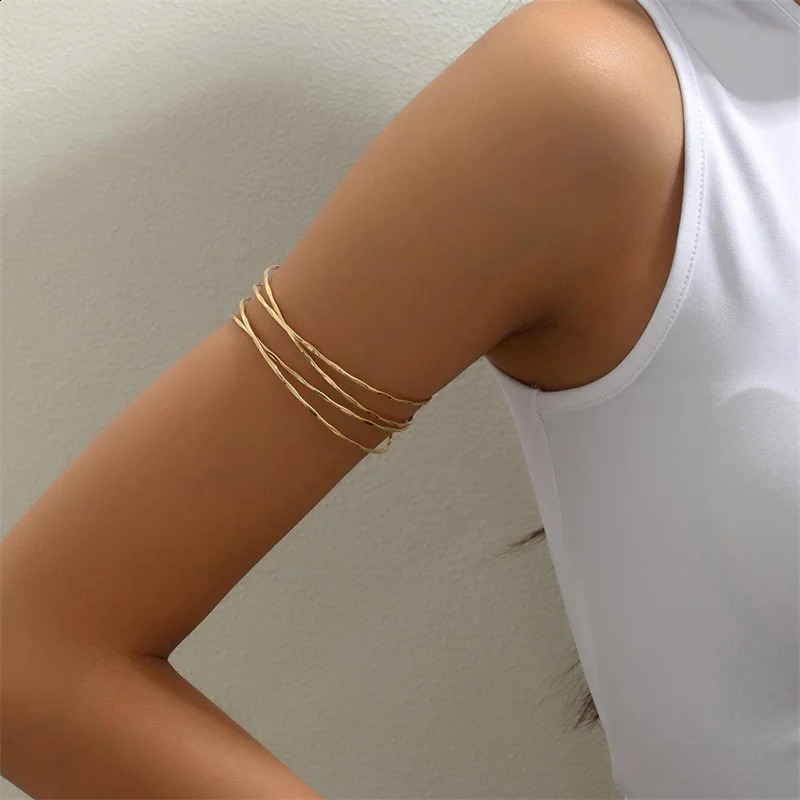Korean Multilayer Gold Color Cuff Bracelet For Women Punk Style Metal Bracelet Minist n Ins Daily Wear Party Jewelry 250812