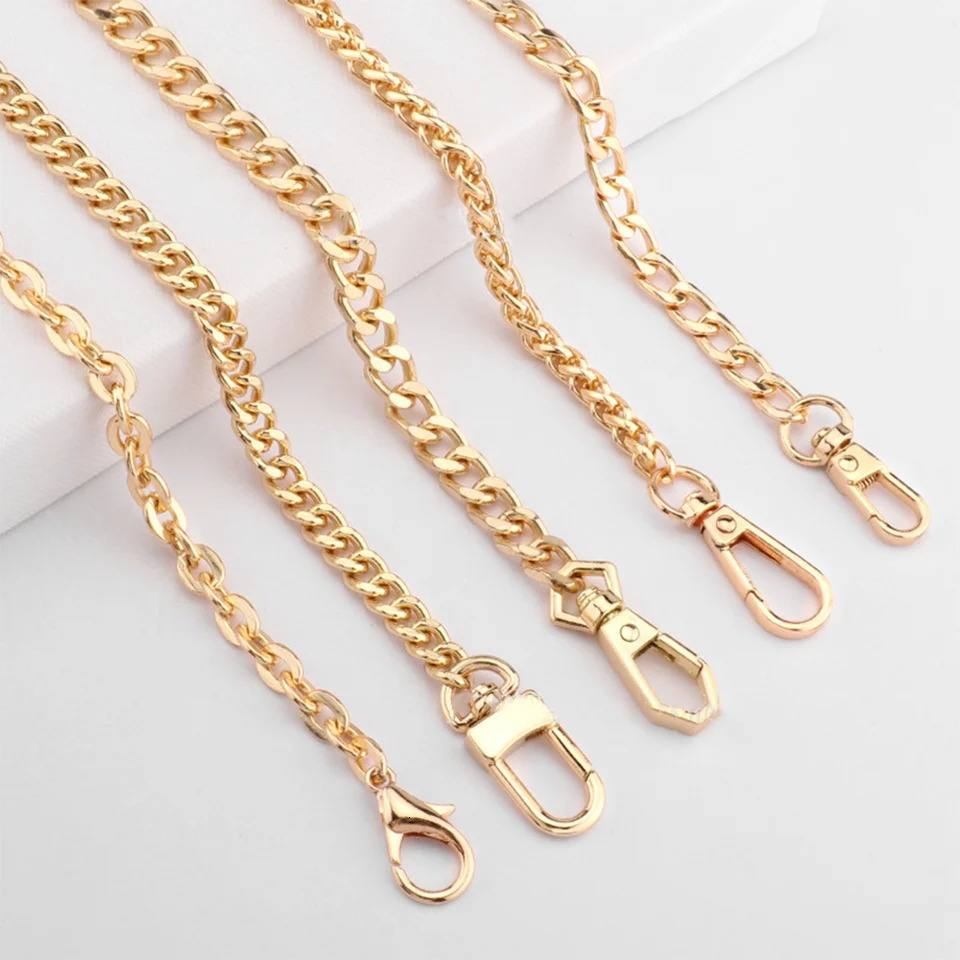 406090120cm Handbag Metal Chains DIY Purse Chain With Buckles Shoulder Bags Straps Handbag Handles Bag Parts Gold Chain 250812