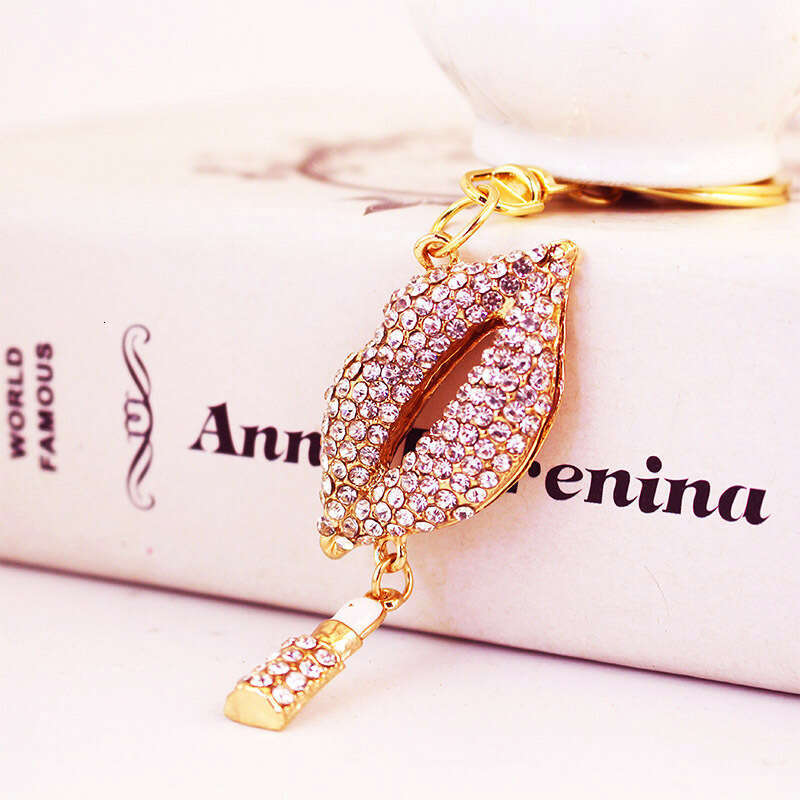 Creative Fashion Cute Dia-Encrusted Red Lips Mouth Women's Bag Accessories Keychain Pendant 983