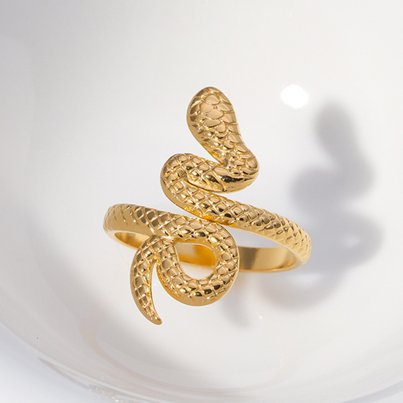 Free shipping designer jewelry Stainless Steel Open Snake Ring for Women Dark Gothic Style Anti-Fade Hot-Selling Niche Design High-End