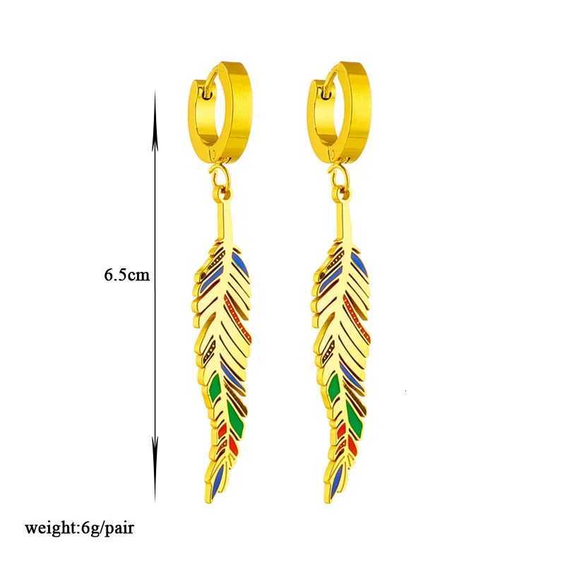 Minar High Quality 18K Gold PVD Plated Stainless Steel Anti Tarnish Rainbow Enamel Leaves Long Tassel Drop Earrings for Women Y250812