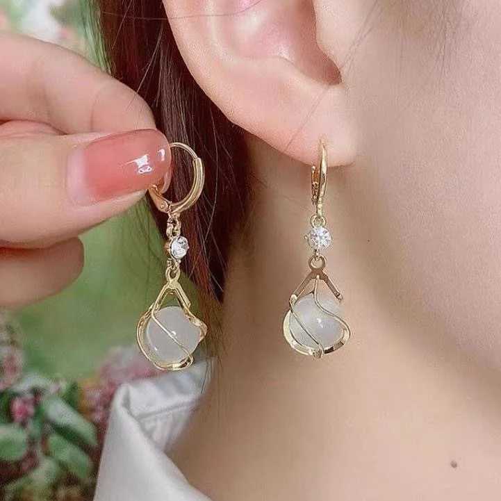 Korean Fashion Crystal Zircon Dangle Earrings for Women Sweet Opal Water Drop Geometric Earring Girl Birthday Party Jewelry Gift Y250812