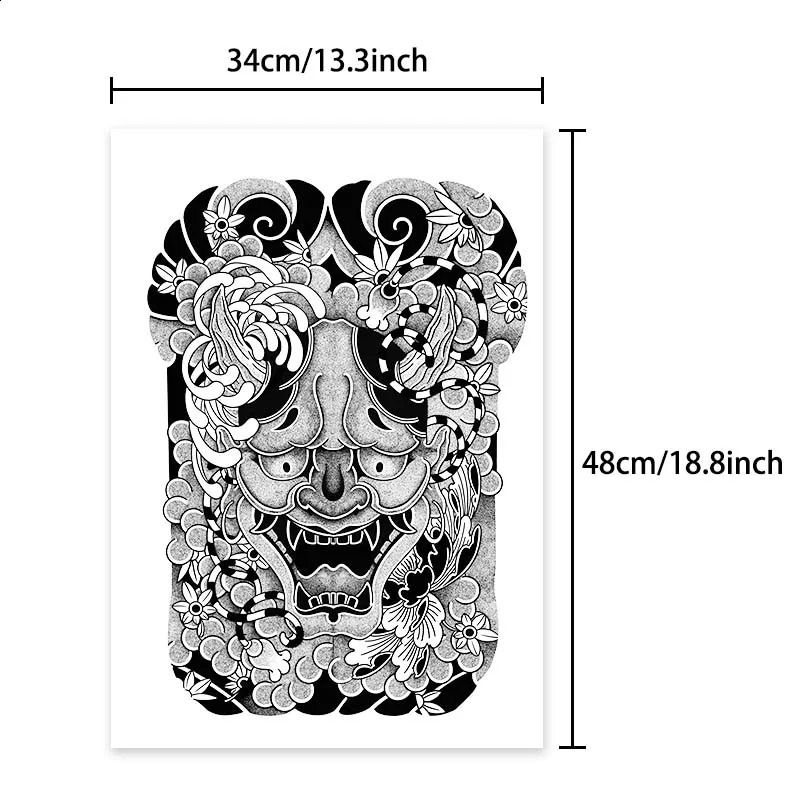 Japanese Style FullBack Demon LongLasting Waterproof 12 Weeks Temporary Tattoo Realistic Semianent 250809