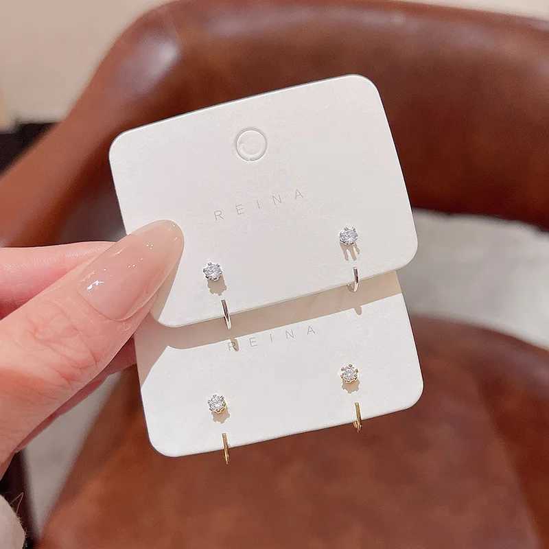 Elegent Minimalist Zircon Stud Earrings for Women Fashion Korean Ear Piercing Delicate Earrings Wedding Party Girl Jewelry Gifts Y250812