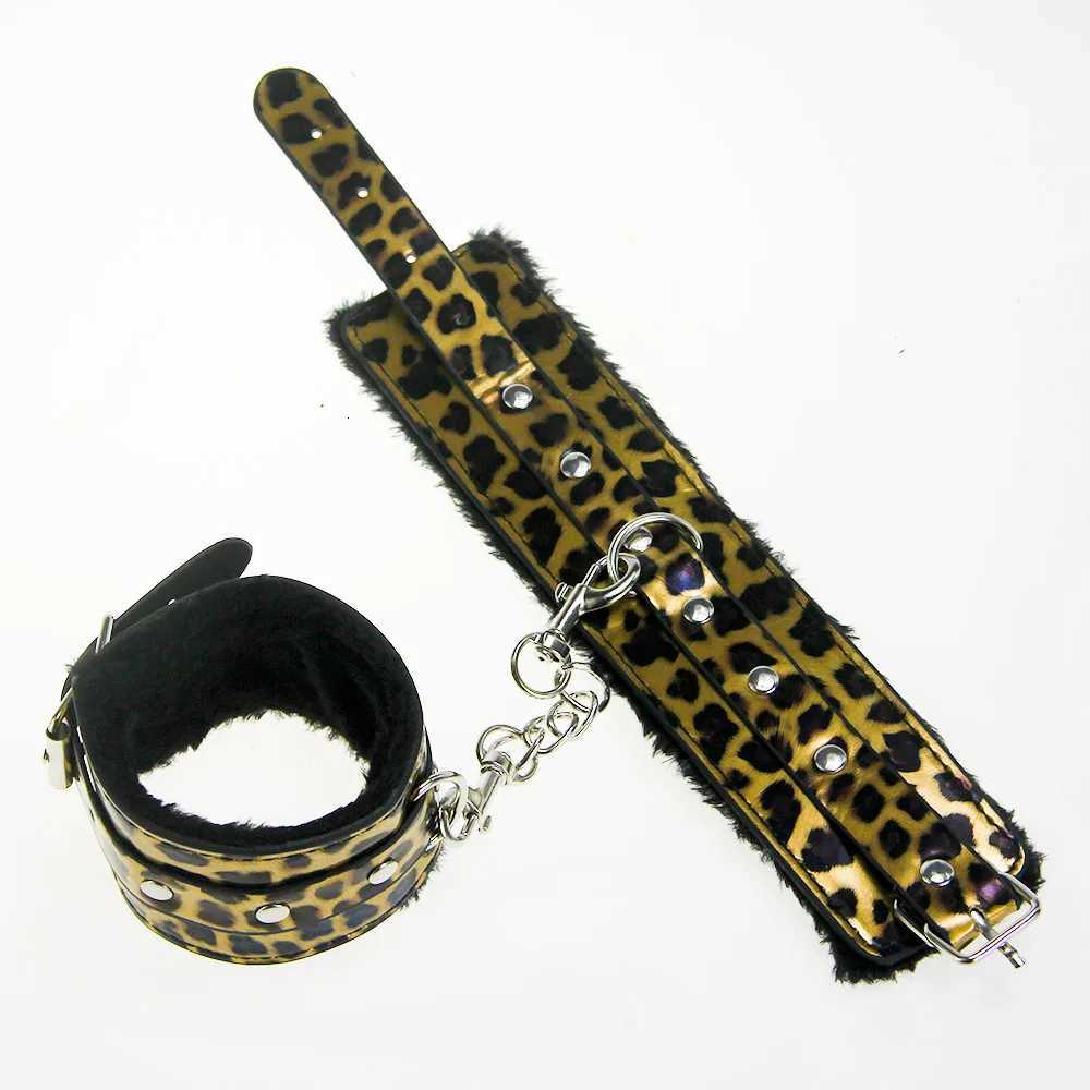 Leopard Flirt Handcuffs Bondage Boutique Furry Leather Soft Harness BDSM Game Sex Toys Wrist Ankle Restraints Slave Fetish XJ250813