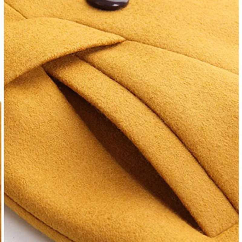 Fashion Medium Length Winter Wool Coat Womens Clothing Korean Autumn Chic Woolen Jacket Female Double-breasted Vintage Outerwear Z250813