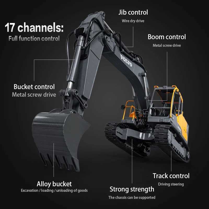 Double E E598 Large Rc Excavator 1/16 3in1 Alloy Truck E590 Remote Control Engineering Vehicle Toy Model For Boys Kids Gift Z250813