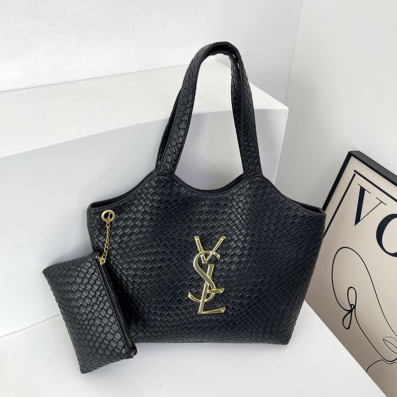 Designer bag free shipping hot Light luxury outdoor casual tote bag simple and versatile high-capacity woven bag black white khaki brown