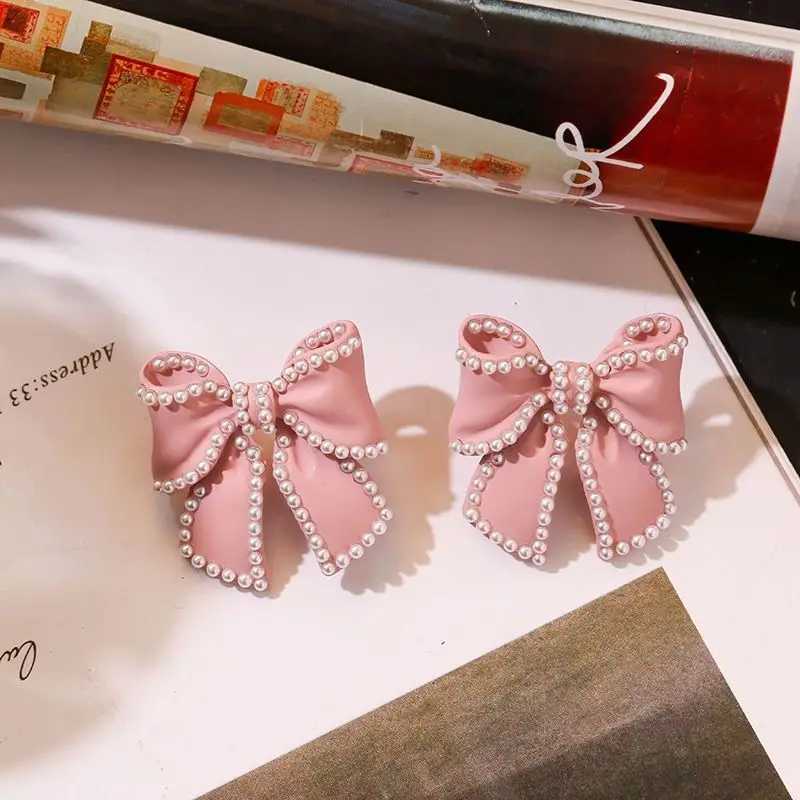 women sweet girl bow earrings feminine ladies pearl simple bowknot earrings Y250812