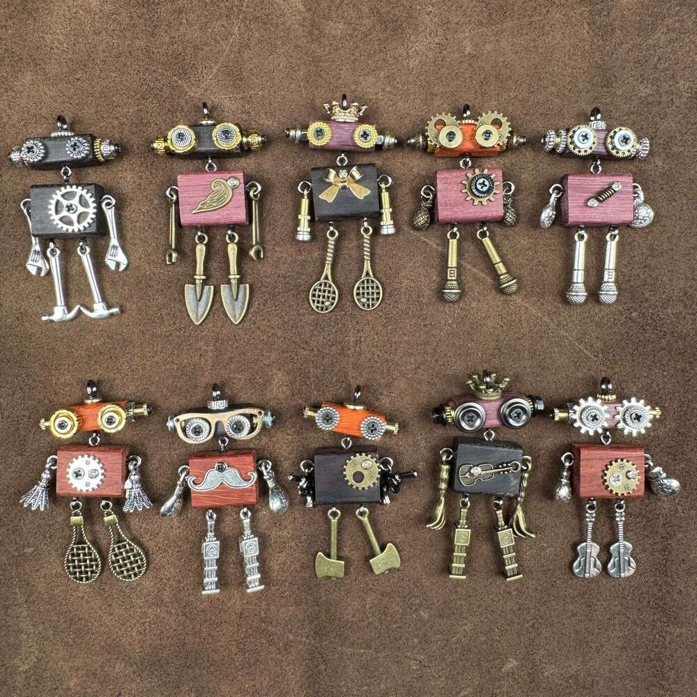 Handmade Punk Robot Hanging Ornament Trendy Play Stall Niche Design Phone Chain Unisex Necklace Pendant