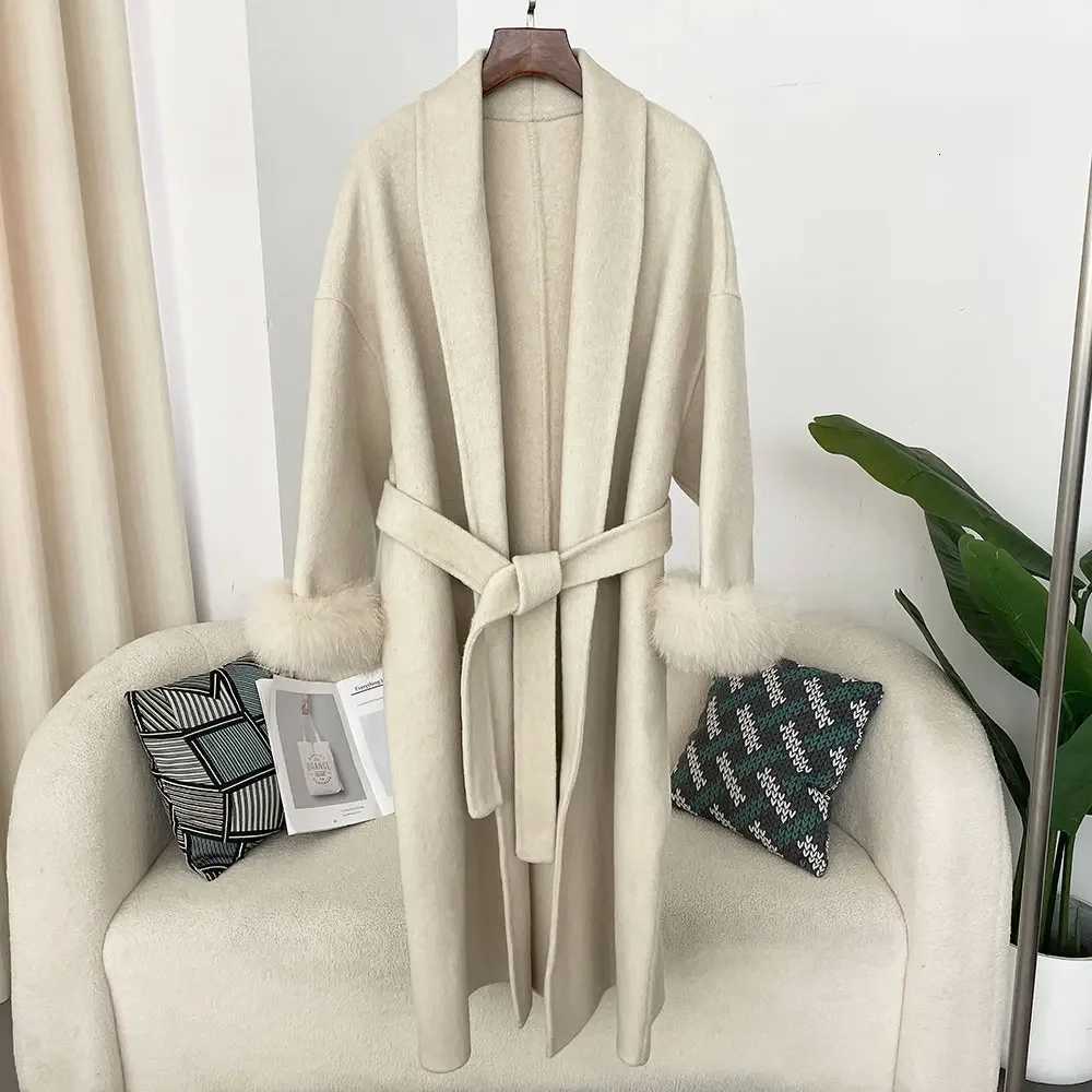 Removable Cuffs Fur Strapping Women Short or Long Jacket Real Wool Fur Coat Temperament Cashmere High End Double-sided Wool Z250813