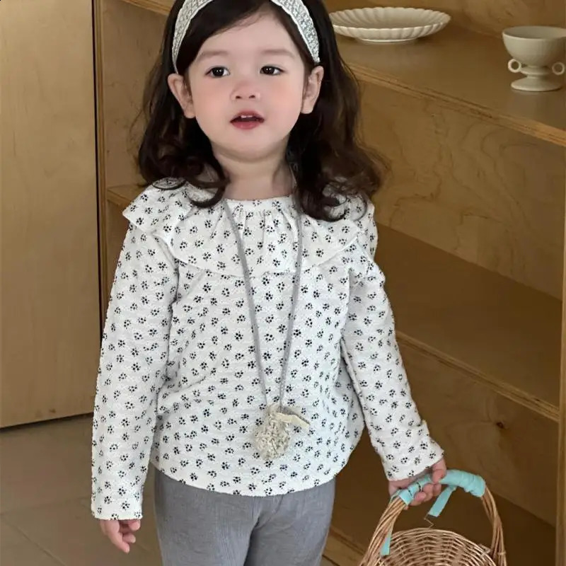Autumn Baby Girl Long Sleeve Floral Shirts Kids Girls Lapel Blouse Toddler Princess Loose Tops Children Clothes 250812