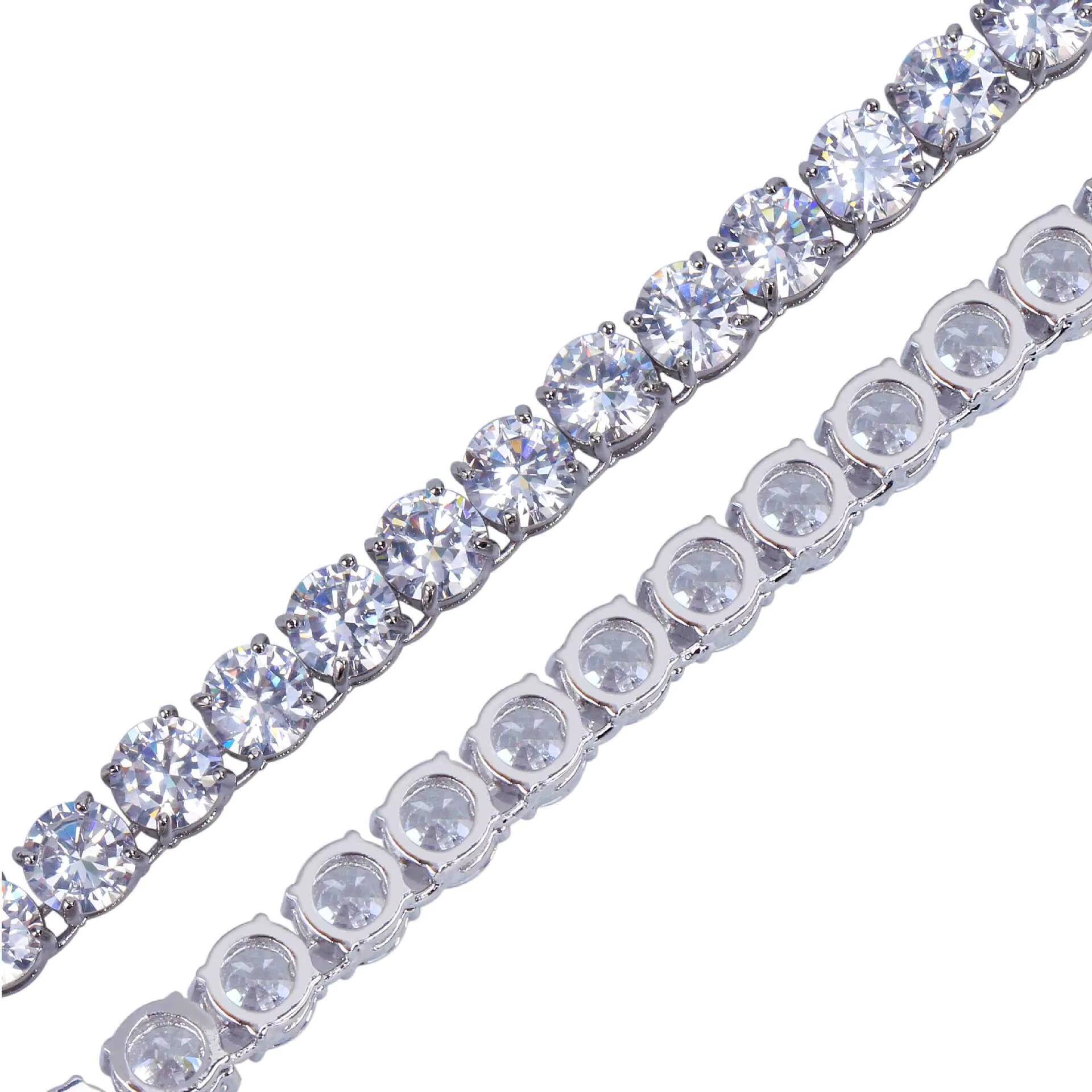 6mm Iced Out Zircon Gold Plated Diamond 925 Tennis Chain Cuba Link Chain Necklace Hip Hop Jewelry Men CZ Necklace Link