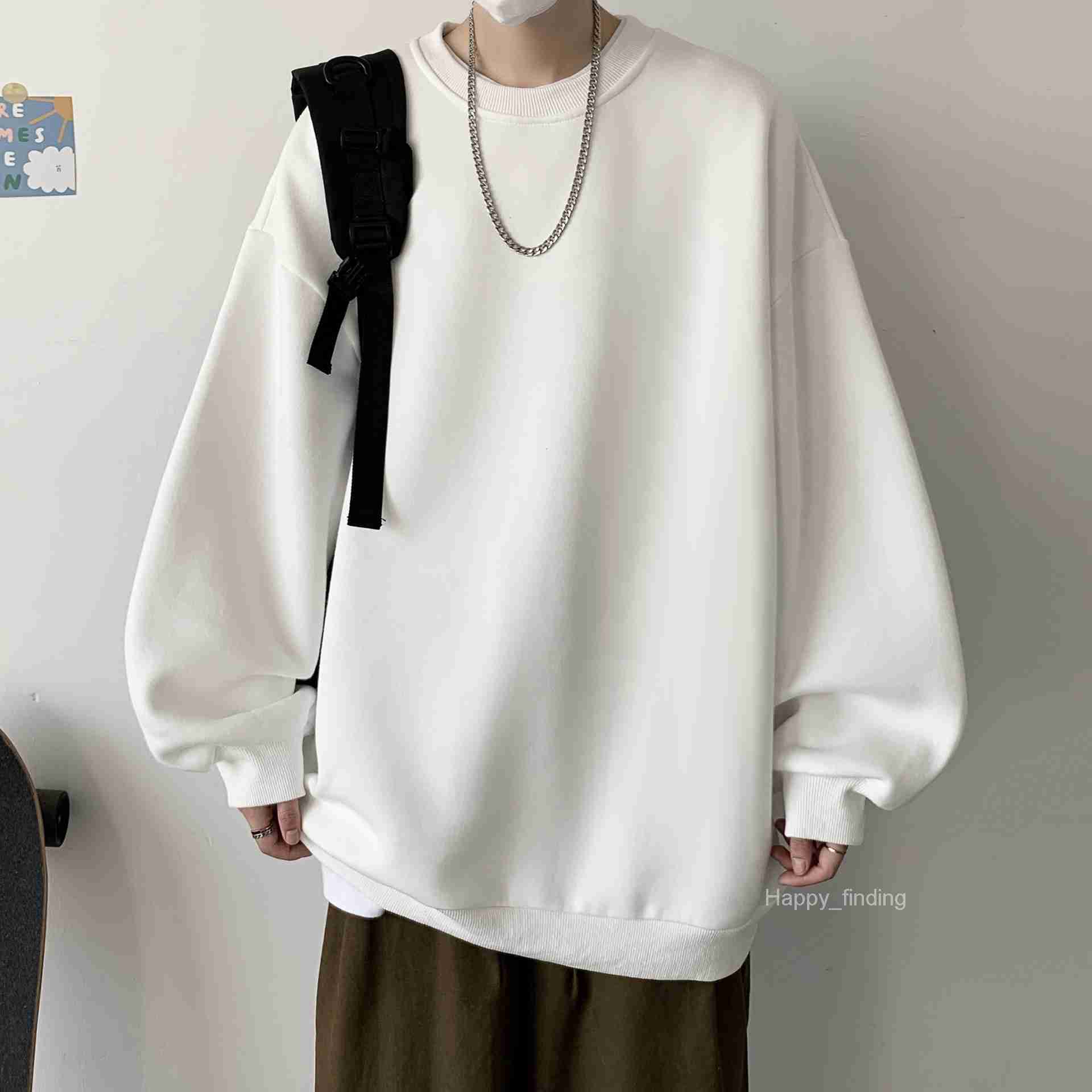 Hoodless Sweater Mens Autumn Fashion Brand Ins Loose Top Spring and Autumn Sports High Street Round Neck Coat Ruffian Handsome