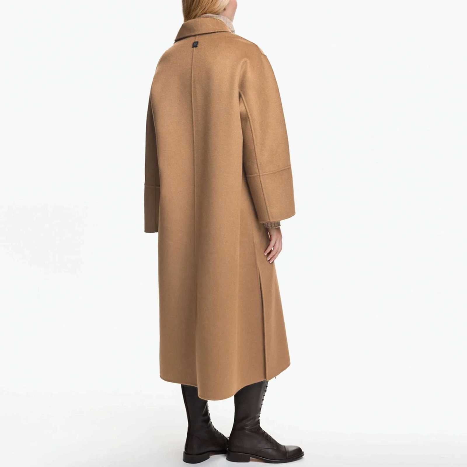 Womens Woolen Coats Vintage Belt Long Coats Casual Loose Solid Lapel Woolen Coat Female Winter Elegant Chic Street Outwear Z250813