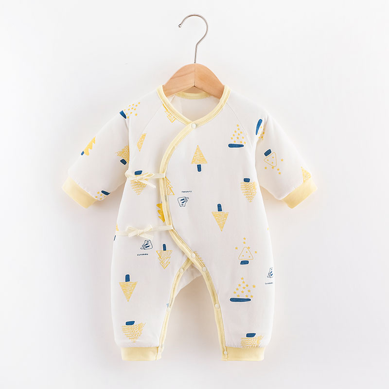 Thick Cotton-Filled Infant One-Piece Suit with Adjustable Cuffs for Cold Weather Protection