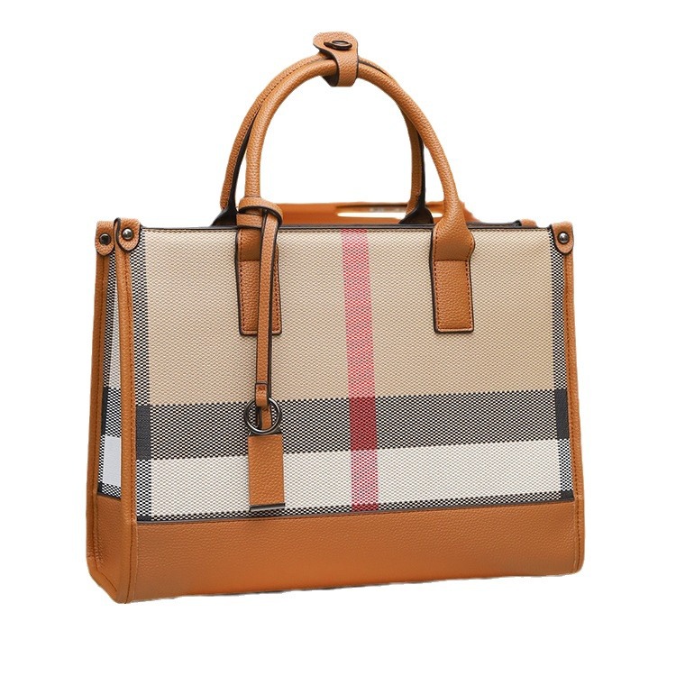 new Ladies' Checkered Tote Bag with Large Capacity - High - end Women's Handbag Shoulder Bag Cross - body Bag