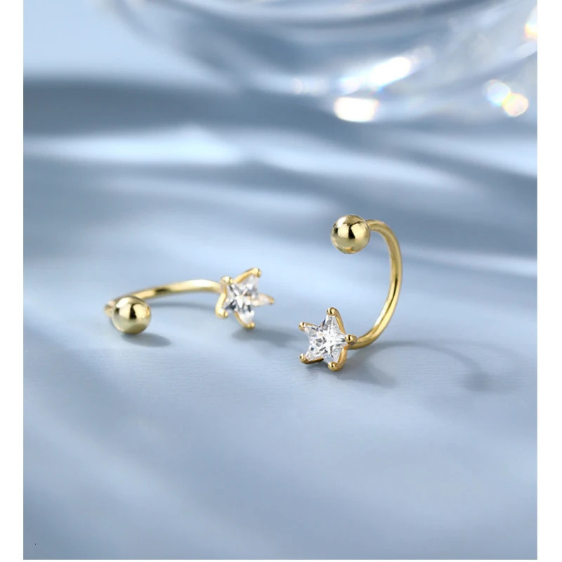 Fashion 2PC Stainless Steel Screw Ball Stars Crystal CZ Earring For Women Tragus Cartilage Hoop Earrings Piercing Jewelry 250812