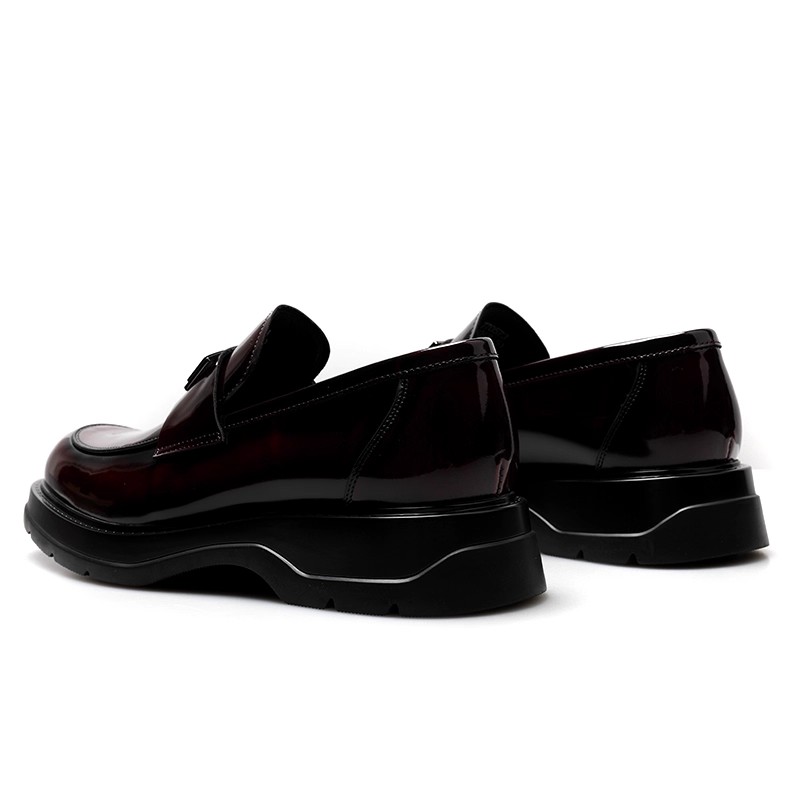 shoes mens Genuine Leather Loafers Glossy Cowhide Upper British Thick Sole Business Slip On Shoes