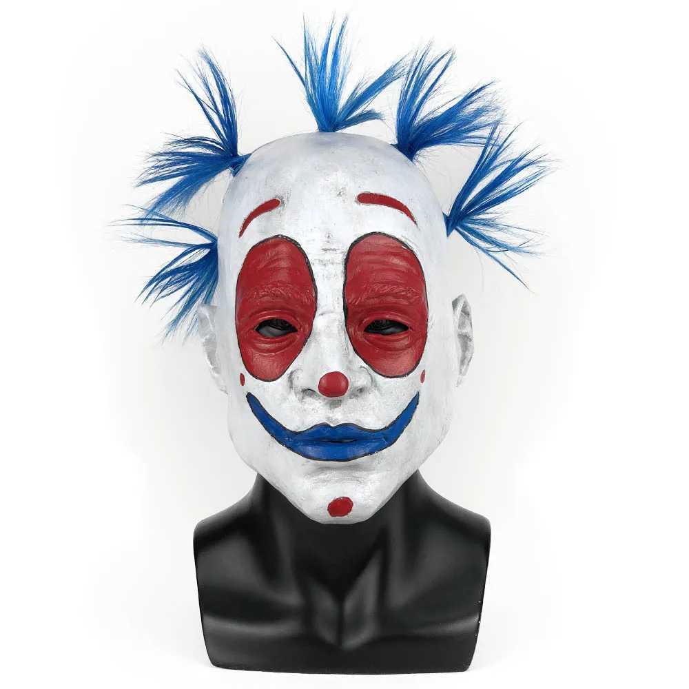 Joker Mask Cosplay Adult Blue Hair Clown Red Face Latex Masks Helmet Halloween Carnival Dress Up Party Costume Props L250813