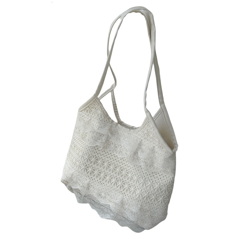2025 Summer New Casual Vacation Lace Mesh Tote Fairy Temperament Single Shoulder Large Capacity Commuter Women's Bag ddmymarket