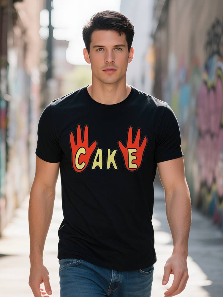 Men S Summer Casual T Shirt Knit Fabric Regular Fit Crew Neck Slight Stretch gsm Black with Funny Cake c91b4