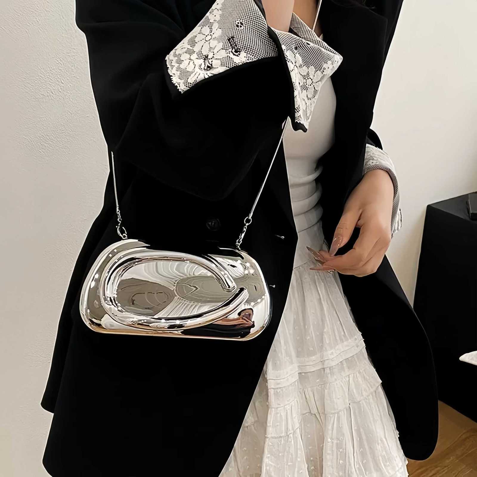Acrylic Gold Closure Box Clutch Bag Women Evening Wedding Party Cute Purse Bag Handbag Dark Golden Silver 2025 Spring New Ins Y250812