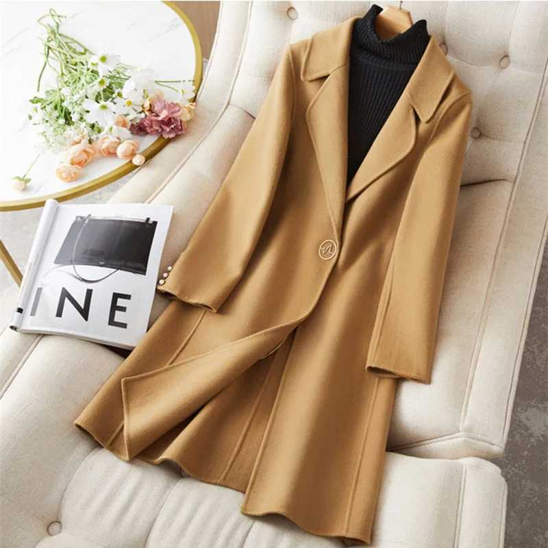 Double-Sided Cashmere Coat Women Mid-Length Slimming Womens Woolen Coat 2025 New Petite Lapel Womens Woolen Coat H485 Z250813