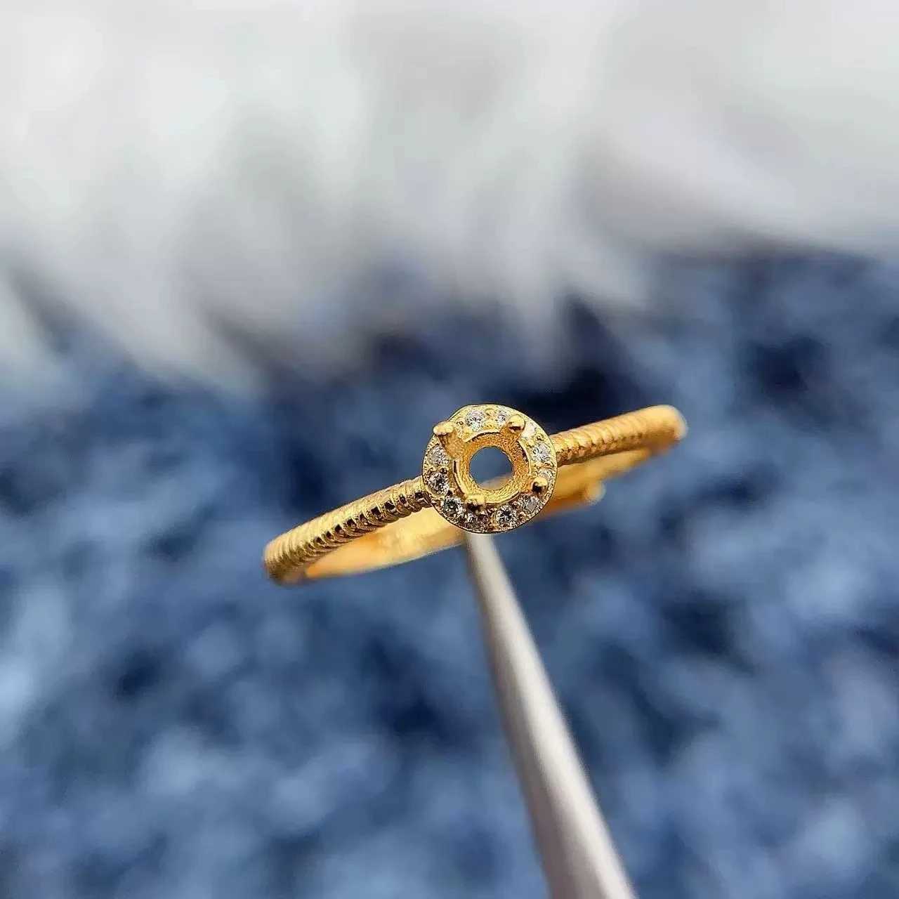 3*3mm Round Inlay Stone Woman Open Ring Setting DIY Gift S925 Pure Silver Fashion Original Fine Charm Jewelry Wholesaler W250812