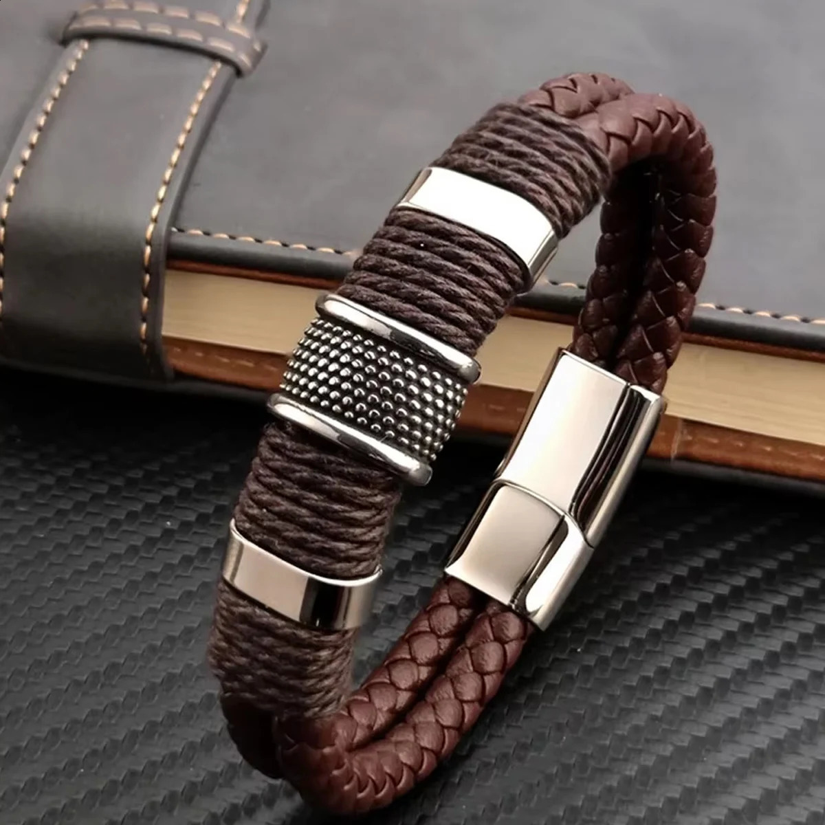 Charm Vintage Multilayer Brown Genuine Leather Men Bracelet Business Style Formal Occasions Jewelry Male Wrist Bangle Gift 250812