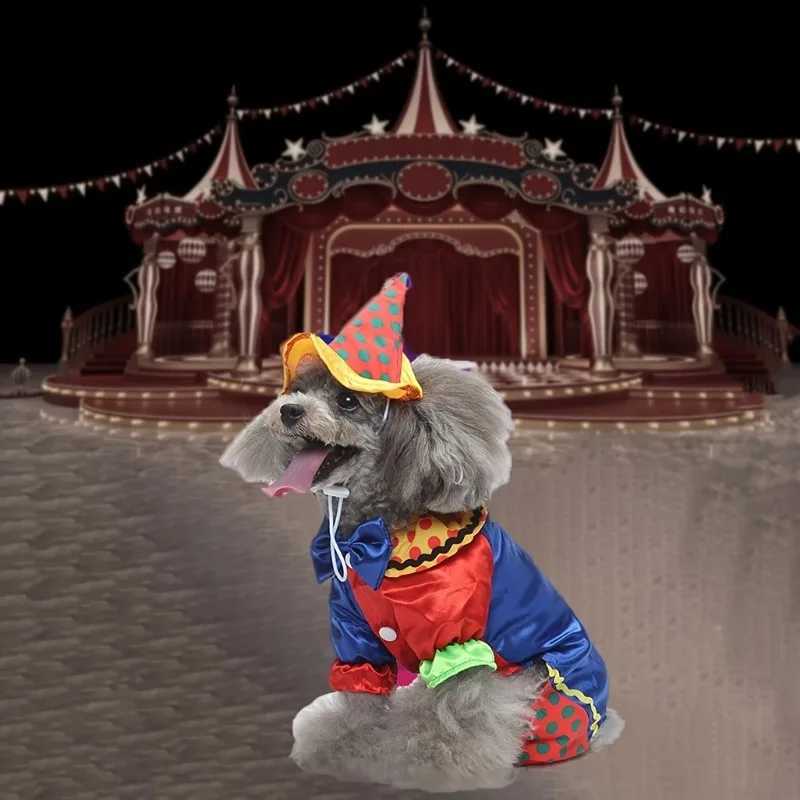 Pet Dog Clown Costume with Hat Halloween Cosplay Party Cat Clown Costume Funny Pet Circus Outfit Christmas Durable Dog Apparel XJ250813