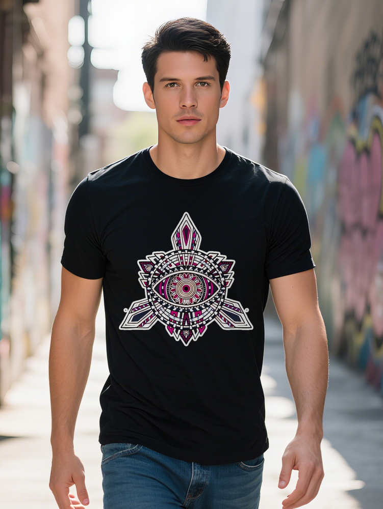 S Crew Neck T Shirt with Vibrant D Mandala Print Lightweight Regular Fit Essential Perfect Gift for Men f5588