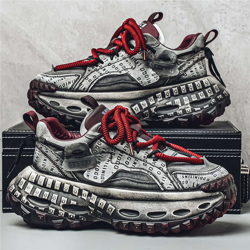 2025 Spring New Dad Men's Thick-Soled Height-Increasing Internet Celebrity Casual Sports Brand Color-Washed Trendy Shoes